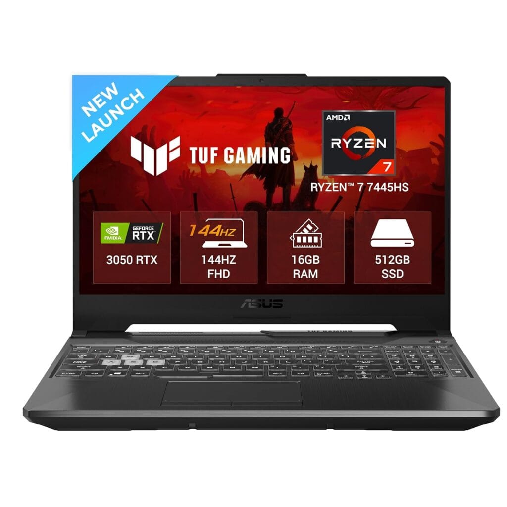 ASUS TUF A15 gaming laptop, Ryzen 7 7445HS RTX 3050, gaming laptop under 1 lakh India, ASUS TUF A15 review 2026, RTX 3050 75W laptop, 144Hz gaming laptop India, best gaming laptop ASUS, upgradeable laptop 64GB RAM, gaming laptop for editing, ASUS gaming laptop India