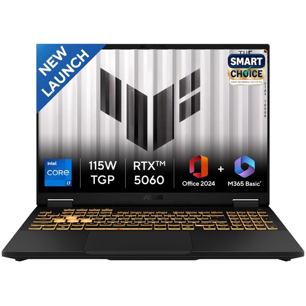 ASUS TUF F16 i7-14650HX RTX 5060, RTX 5060 gaming laptop India, ASUS TUF F16 price India 2026, 165Hz gaming laptop India, i7 14th gen gaming laptop, best gaming laptop under 1.5 lakh, ASUS gaming laptop high performance, laptop for gaming and video editing, next gen RTX laptop India, ASUS TUF series review