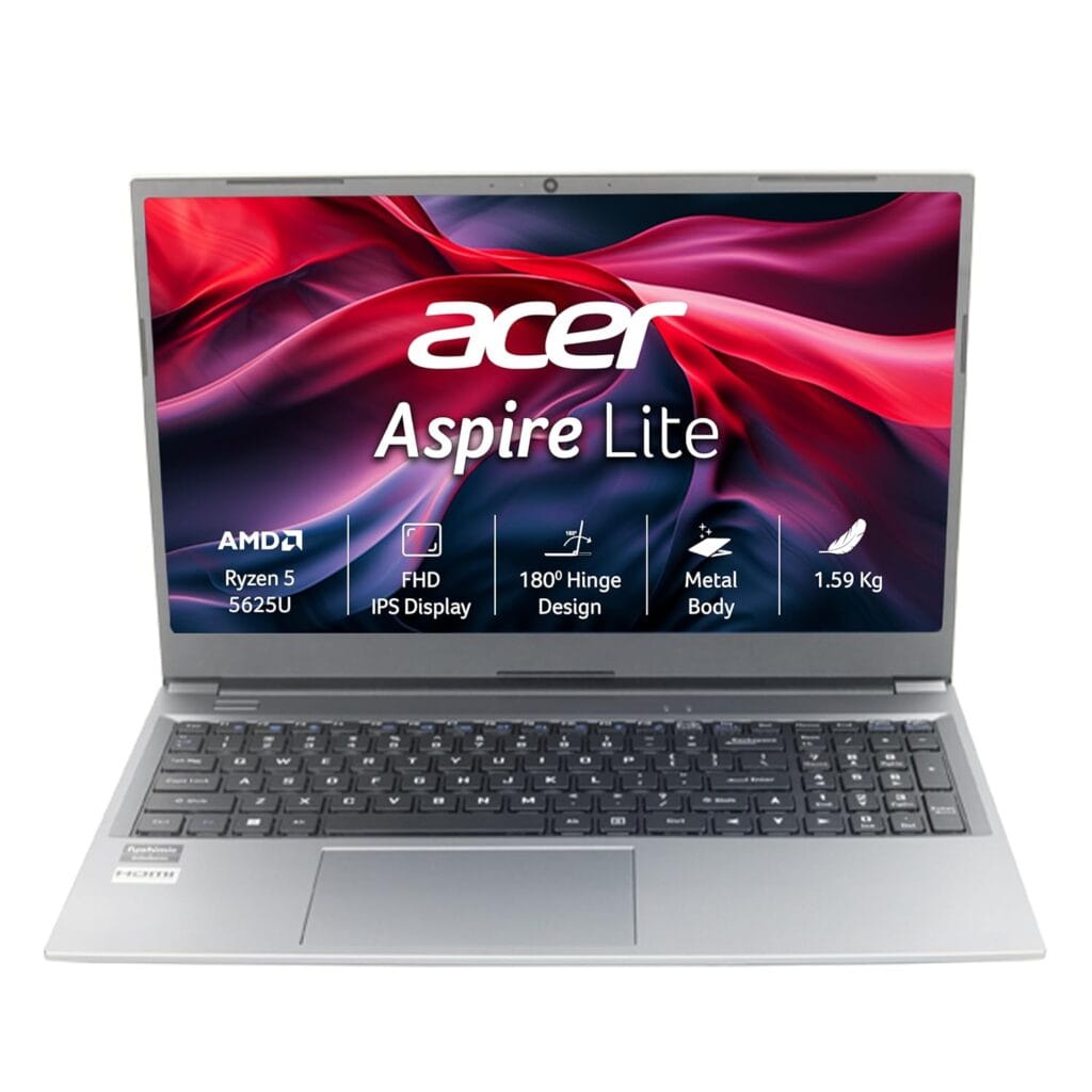 Acer Aspire Lite Ryzen 5 5625U, Acer laptop 16GB RAM 512GB SSD, best laptop under 50000 India, Acer Aspire Lite review 2026, Ryzen 5 5625U laptop India, thin and light laptop 1.59kg, metal body laptop India, budget laptop for students, office laptop Acer India, Acer laptop price India
