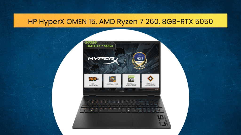 HP HyperX OMEN 15, AMD Ryzen 7 260, 8GB-RTX 5050